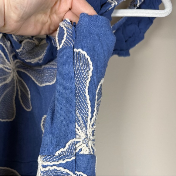 LOFT Floral Embroidered Ruffle Neck Mini Dress - Picture 9 of 12